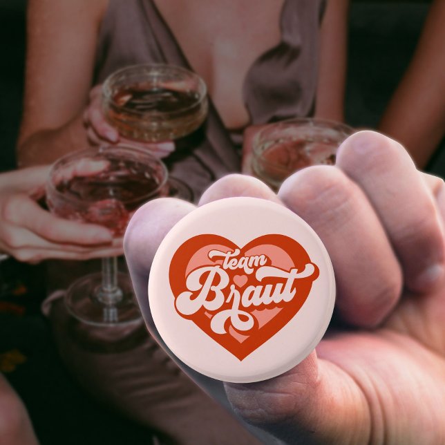 Braut Und Team Braut Bachelorette Retro Heart Button (Creator Uploaded)