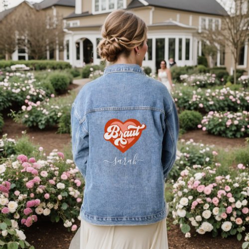 Braut Und Team Braut Bachelorette Retro Herz Denim Jacket