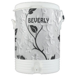 Brautiful Personalized Black & White Florals Beverage Cooler