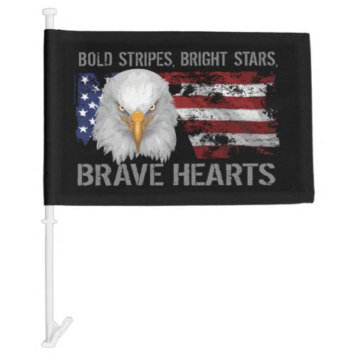 Brave American Hearts Car Flag