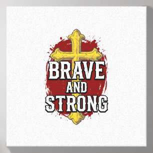 Brave and Strong Vintage Cross Shirt Design_1 Canvas Photo Tile