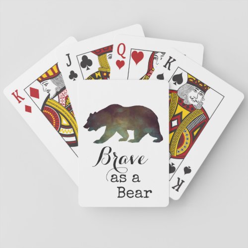 Brave as a Bear Watercolor Typography Poker Cards