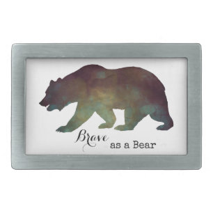 Brave as a Bear Watercolor Typography Rectangular Belt Buckle