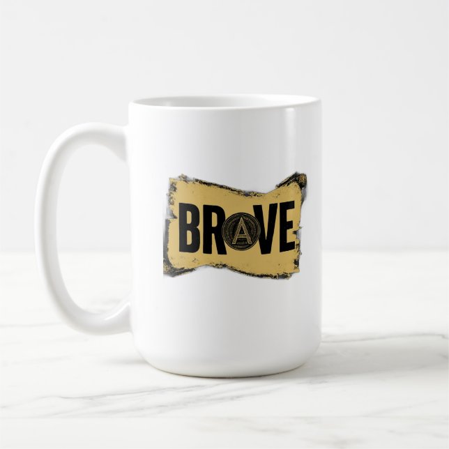 BRAVE Bold Streetwear Typography Tee Coffee Mug (Left)