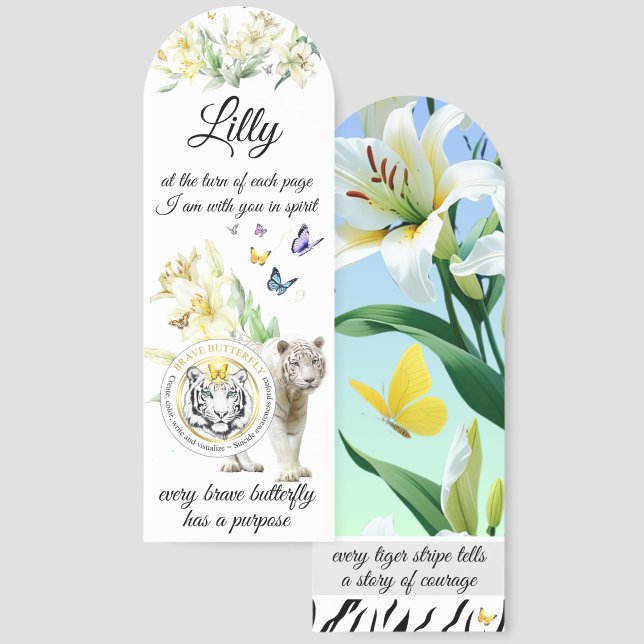 Brave Butterfly Memorial Bookmark Personalize (Front & Back)