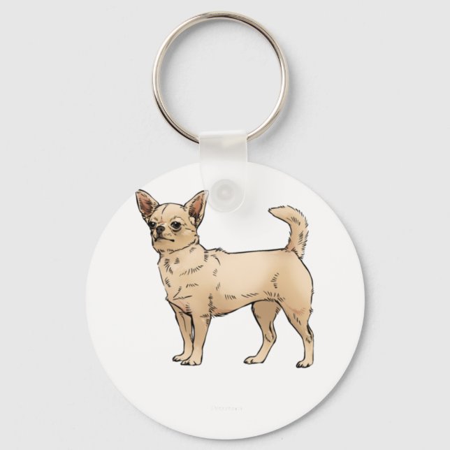 Brave Chihuahua Blue Keychain (Front)