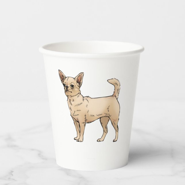 Brave Chihuahua Blue Paper Cups (Front)