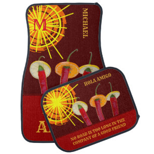 Brave Chili Peppers Hola Amigo Funny Customizable Car Floor Mat