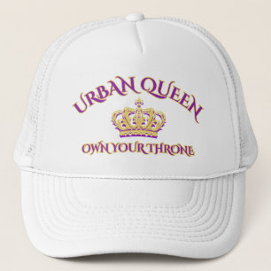 BRAVE,CONFIDENT QUEEN WHITE PURPLE URBAN NYLON TRUCKER HAT
