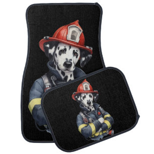 Brave Dalmatian firefighter in watercolor style Car Floor Mat