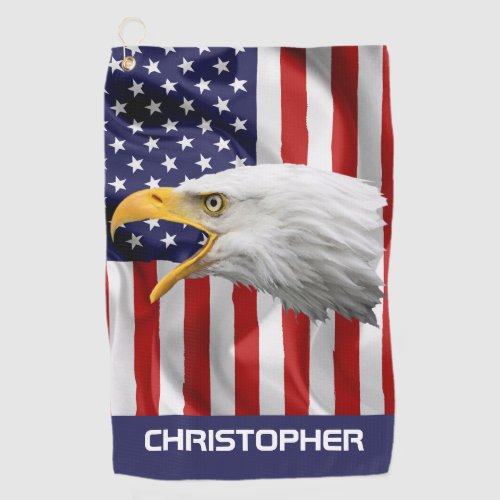 Brave Eagle The American Flag Patriotic Golf Towel