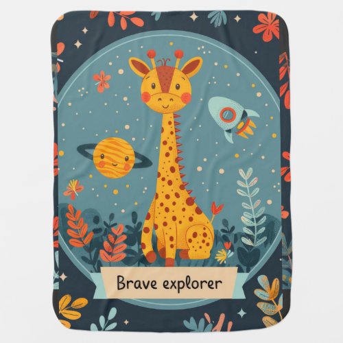 Brave Explorer Encounter with a Giraffe Baby Blanket