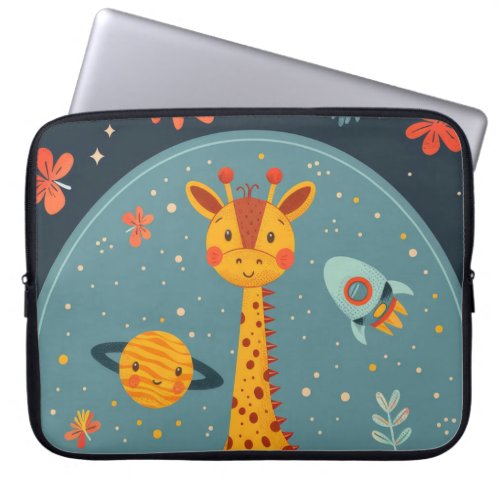Brave Explorer Encounter with a Giraffe Laptop Sleeve