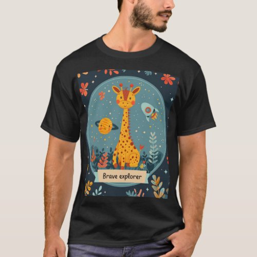 Brave Explorer Encounter with a Giraffe T_Shirt
