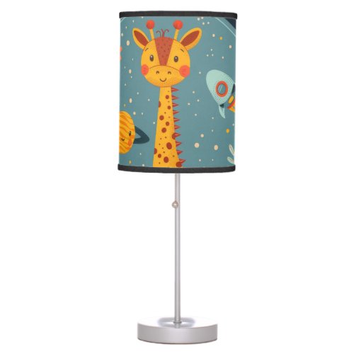 Brave Explorer Encounter with a Giraffe Table Lamp