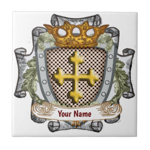 Brave Family Crest Surname Ceramic Tile
