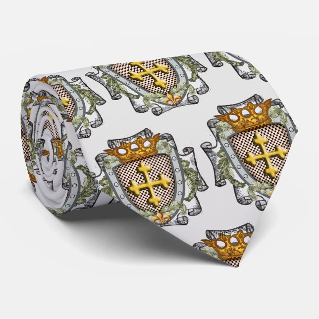 Brave Family Crest Surname Neck Tie (Rolled)