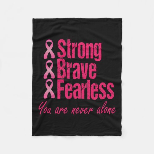 Brave Fearless Breast Cancer Survivor Gift  Fleece Blanket