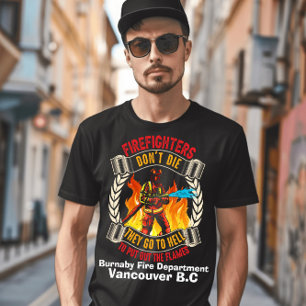 Brave firefighter battling fierce flames at dusk T-Shirt