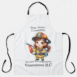 Brave firefighter in bright gear apron