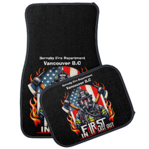 Brave firefighter ready car floor mat
