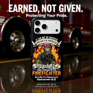 Brave firefighter surrounded by flames at night iPhone 17 pro max case