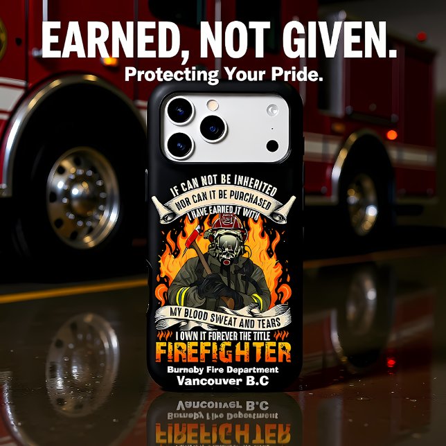Brave firefighter surrounded by flames at night Case-Mate iPhone case (Creator Uploaded)
