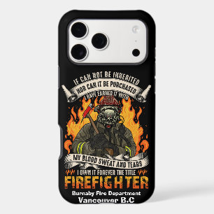 Brave firefighter surrounded by flames at night iPhone 17 pro max case