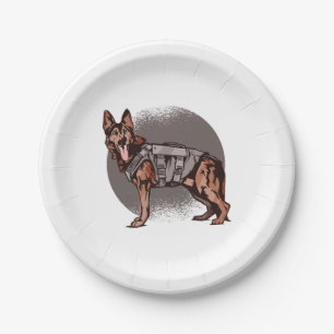 Brave German Shepherd Police Dog Paper Plates