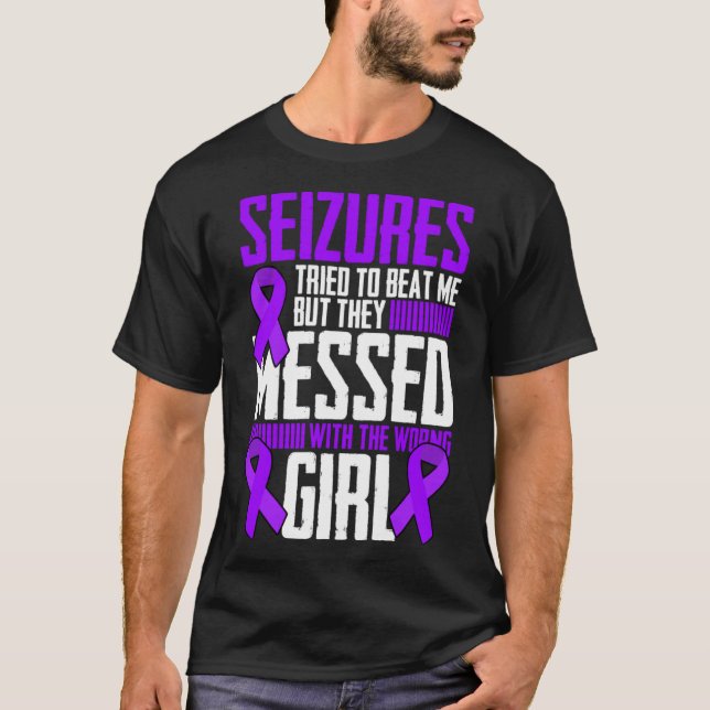 Brave Girl Epilepsy Warrior Saying Epilepsy Awaren T-Shirt (Front)