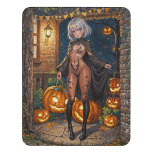 Brave Halloween Girl Trick or Treat Bodypainting Door Sign