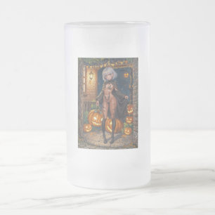 Brave Halloween Girl Trick or Treat Bodypainting Frosted Glass Beer Mug