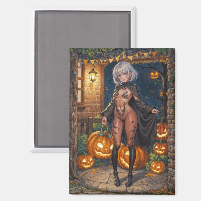 Brave Halloween Girl Trick or Treat Bodypainting Magnet (Front/Back)