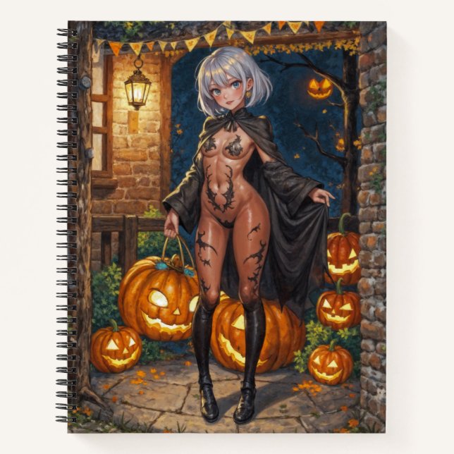 Brave Halloween Girl Trick or Treat Bodypainting Notebook (Front)