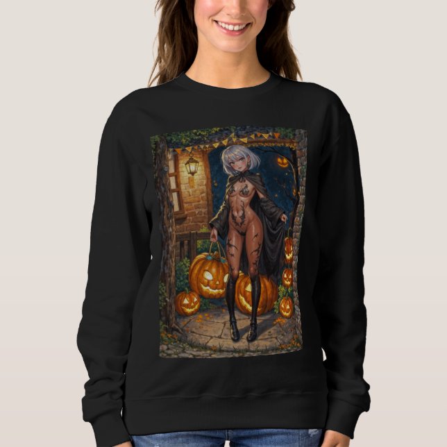 Brave Halloween Girl Trick or Treat Bodypainting Sweatshirt (Front)
