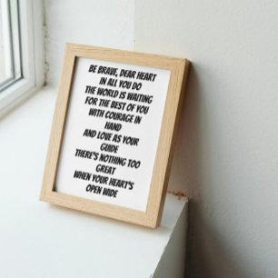Brave Heart inspirational mini poem Poster