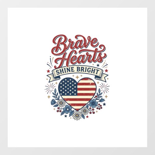 Brave Hearts Patriotic Vintage Floral Shirt Design Floor Decals