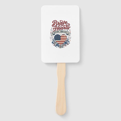 Brave Hearts Patriotic Vintage Floral Shirt Design Hand Fan