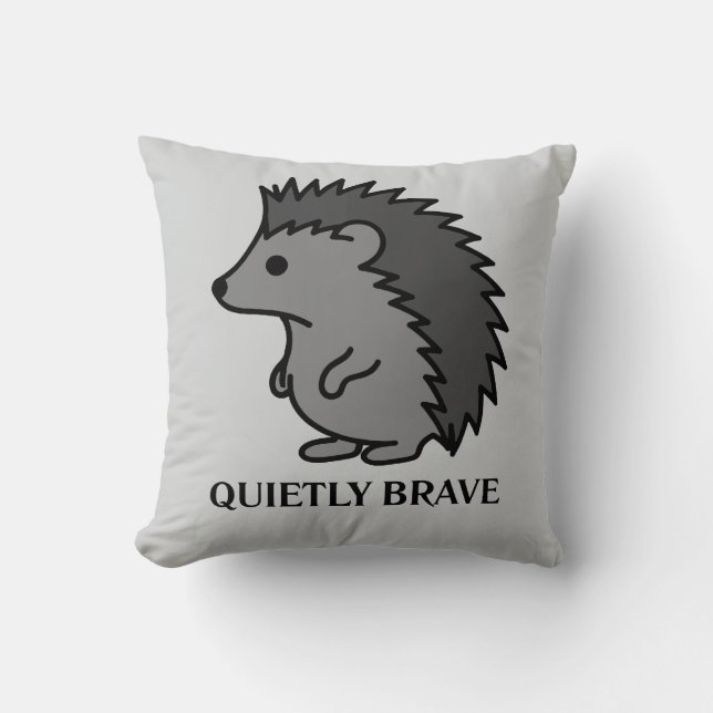 Brave Hedgehog Throw Pillow (Front)