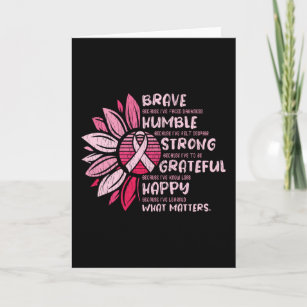 Brave Humble Breast Cancer Awareness Sunflower Card