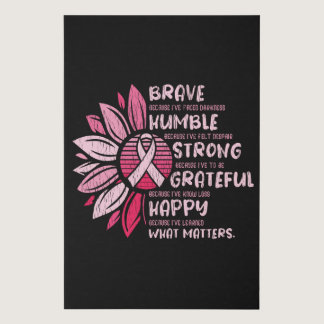 Brave Humble Breast Cancer Awareness Sunflower Faux Canvas Print