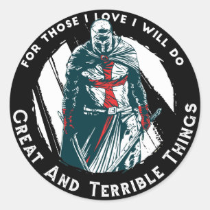 Brave Knight Quote Design Classic Round Sticker