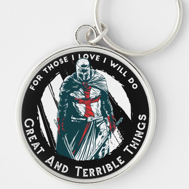 Brave Knight Quote Design Keychain (Front)
