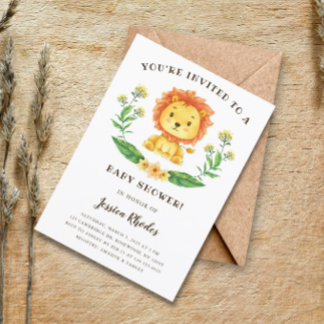 Brave Lion Baby Shower Invitation