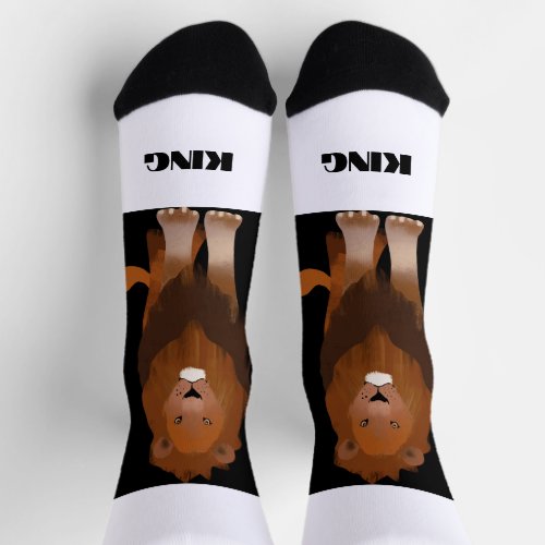 Brave Lion with King Text Printed Stylish Look Socks