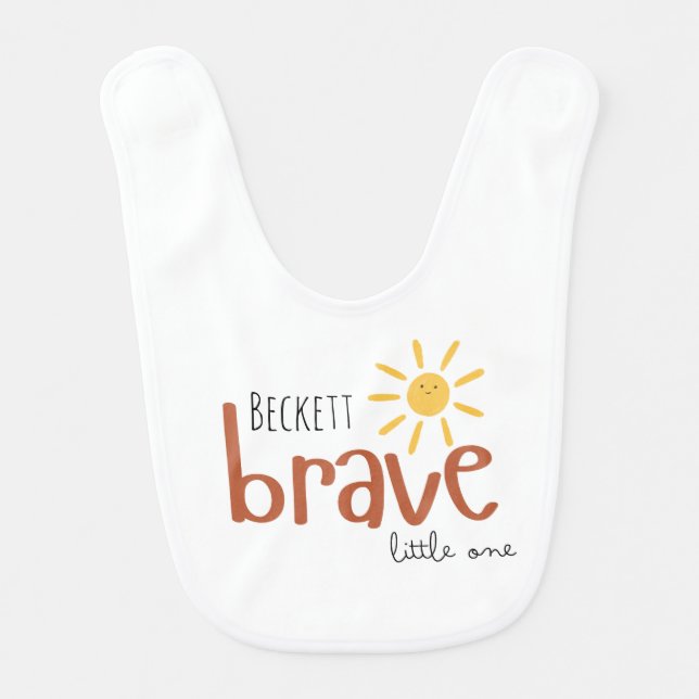 brave little one personalized Baby Bib cute sun (Front)
