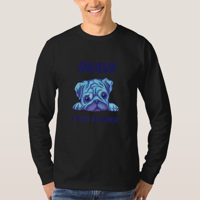 Brave Little Warrior Dog Breed Face  Pug T-Shirt (Front)