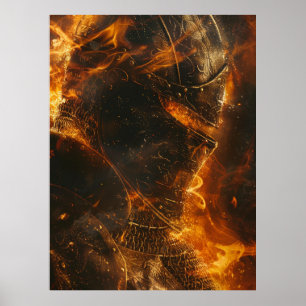 Brave Medieval Knight Close-Up Poster