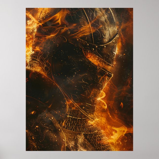 Brave Medieval Knight Close-Up Poster (Front)