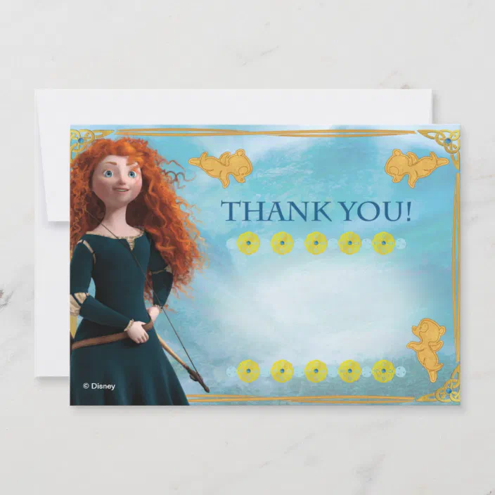 Personalised Princess Merida Brave Birthday Party Thank You Cards inc envelope 